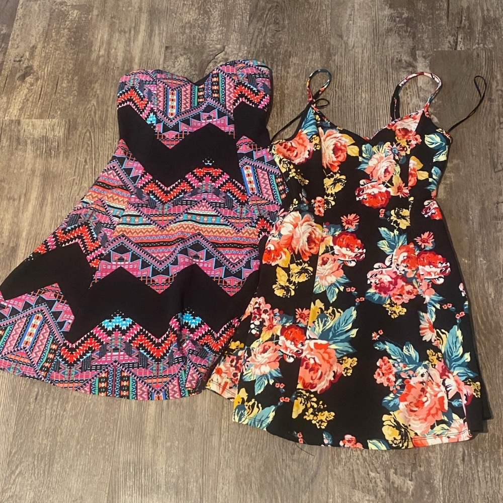 Colorful Floral and Geometric Mini Dress Set